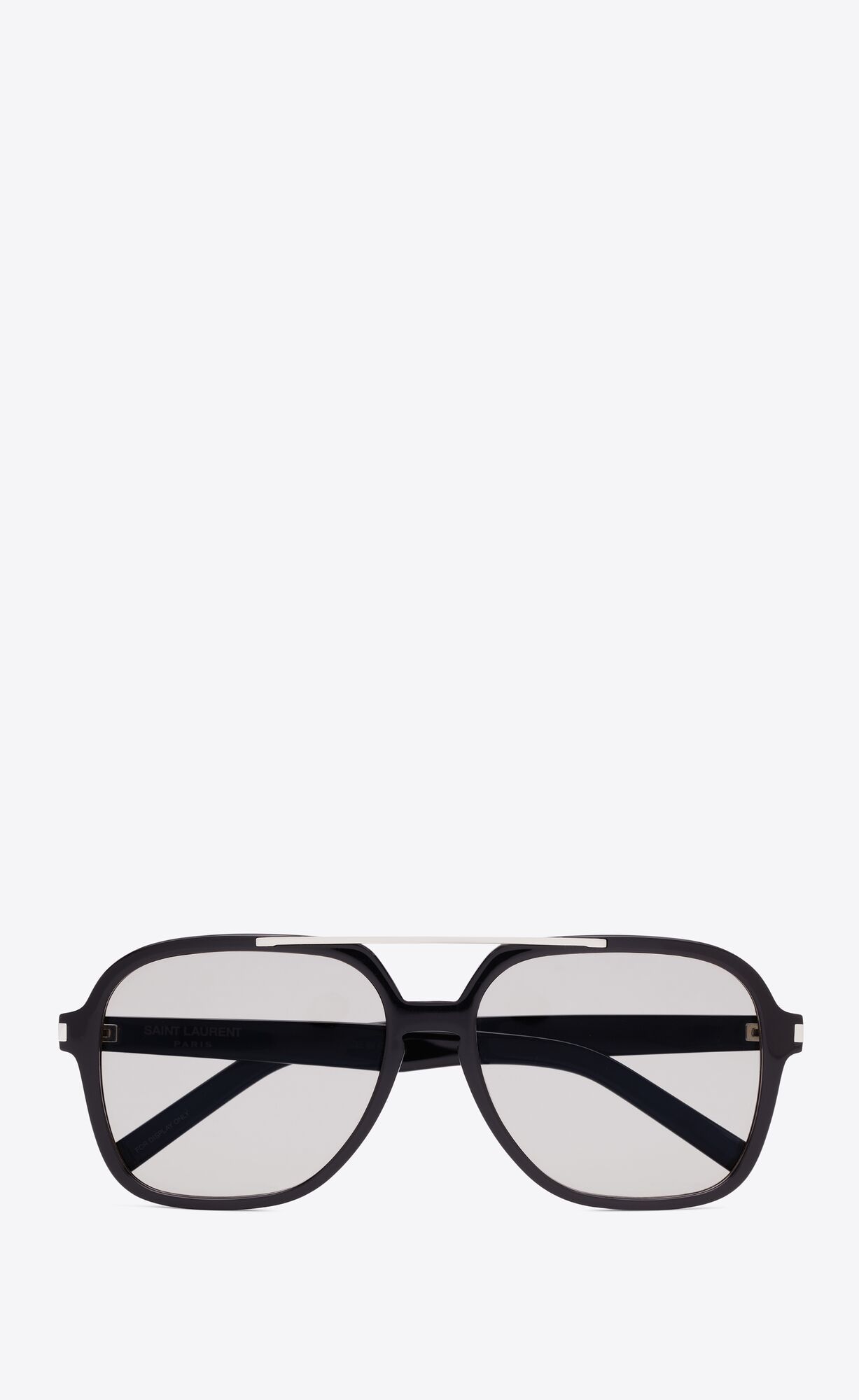 Sunglasses with geometric aviator frames in acetate with metal bridge. | Saint Laurent Inc. (Global)