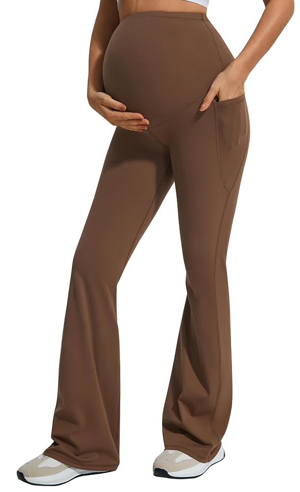 JOYSPELS Smooth Feeling Flare Maternity Leggings Over The Belly with Pockets Soft Bootcut Pregnan... | Amazon (US)