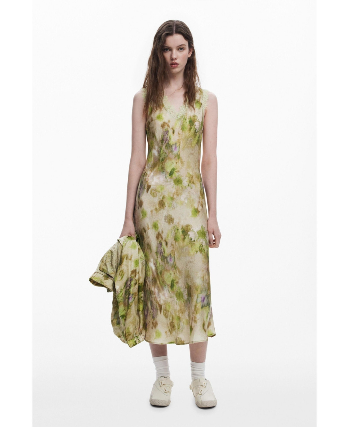 Desigual Women's Collina Strada satin floral dress - Light green | Macy's