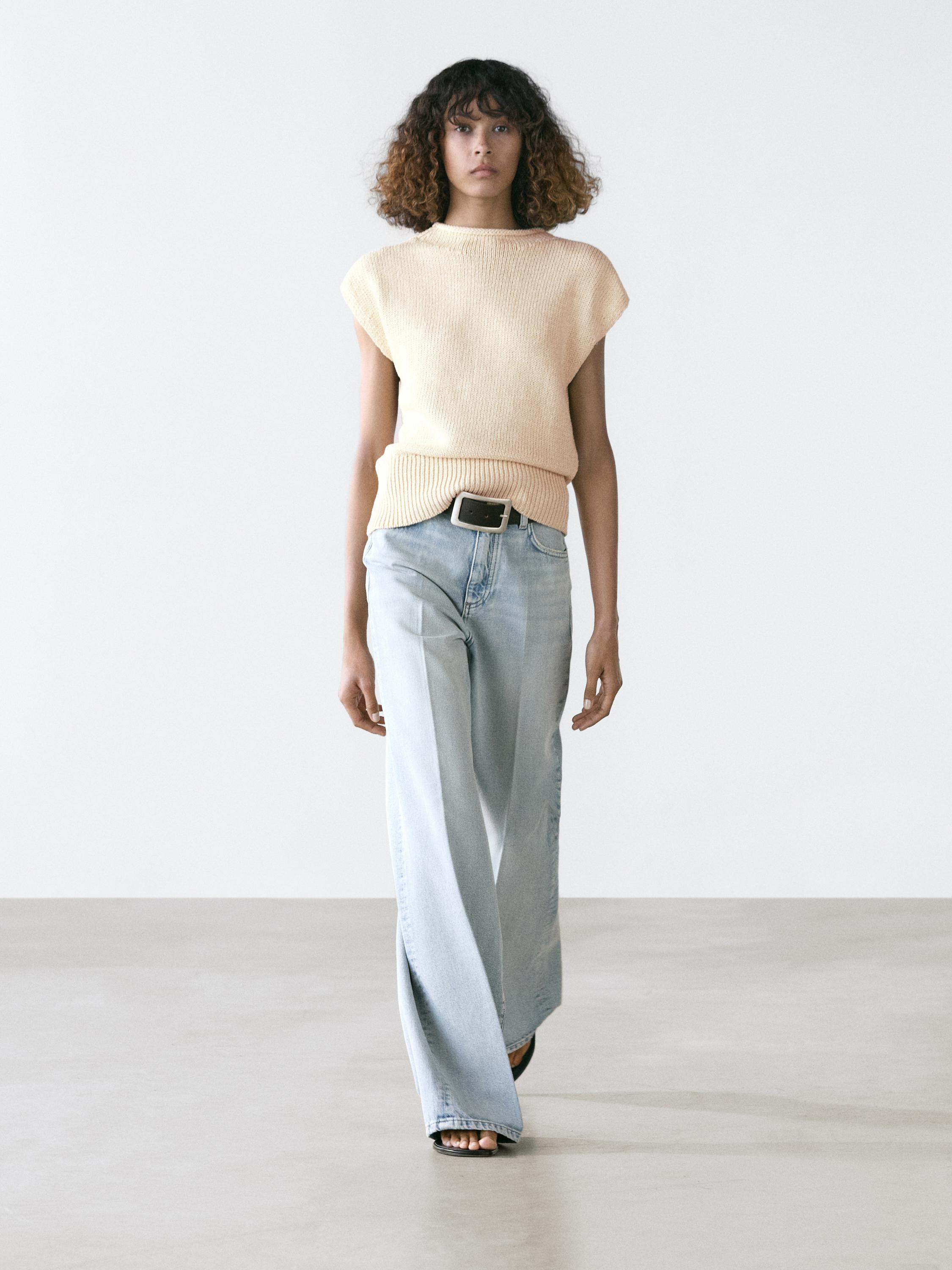 Cotton blend knit vest | Massimo Dutti UK