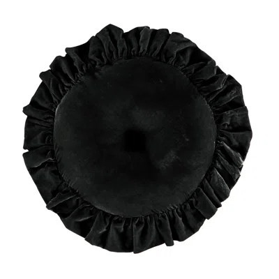 Stella Faux Silk Velvet Ruffled Romantic Western 18 inch Round Decorative Pillow | Wayfair North America
