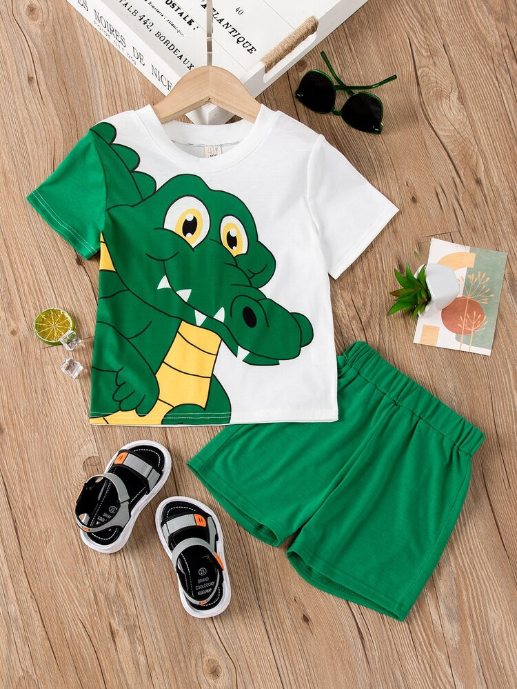 Toddler Boys Cartoon Graphic Tee & Shorts | SHEIN