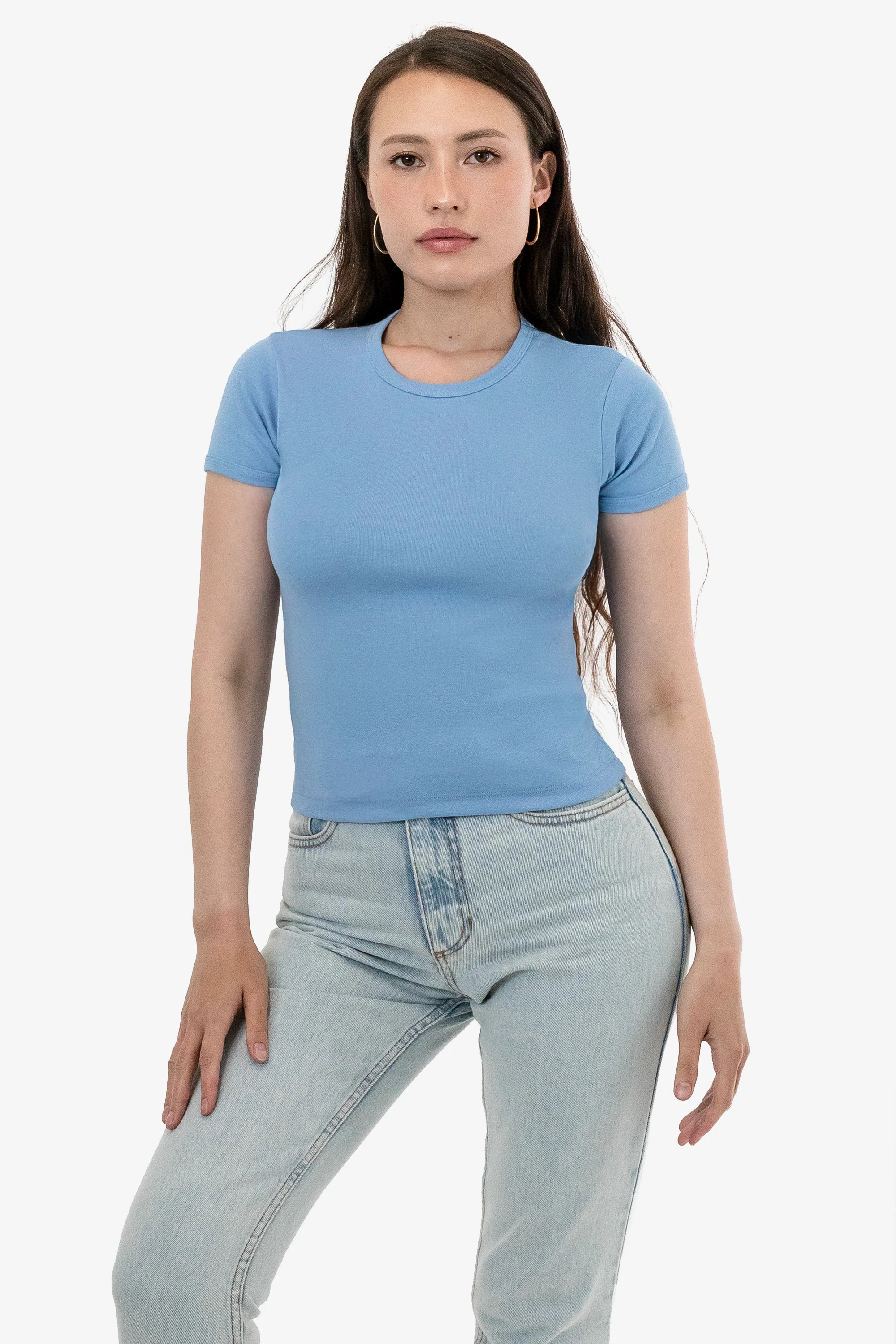 43005 - Classic Crewneck Baby Tee - Baby Blue / S | Los Angeles Apparel