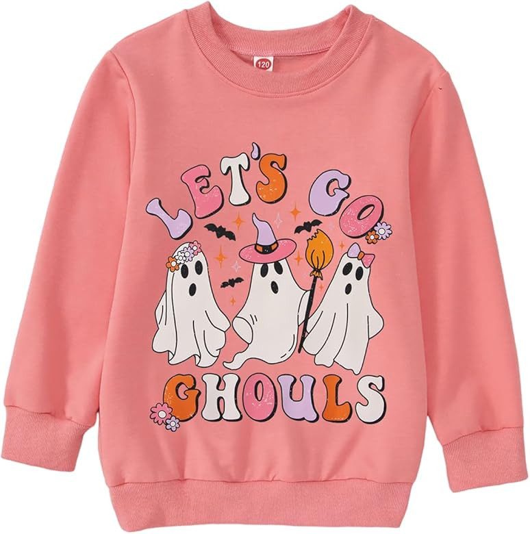 CM C&M WODRO Girls Halloween Crewneck Sweatshirts Ghost Graphic Pullover Tops Kids Cute Clothes L... | Amazon (US)