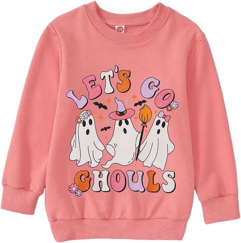 CM C&M WODRO Girls Halloween Crewneck Sweatshirts Ghost Graphic Pullover Tops Kids Cute Clothes L... | Amazon (US)