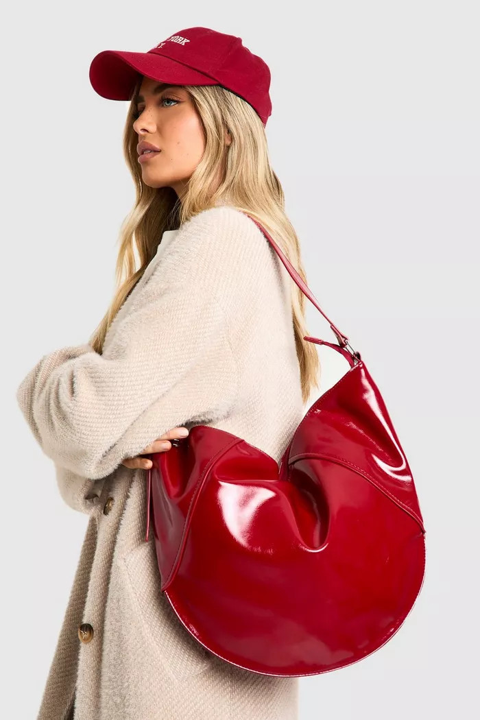 Vinyl Oversized Round Shoulder Bag | boohoo (US & Canada)