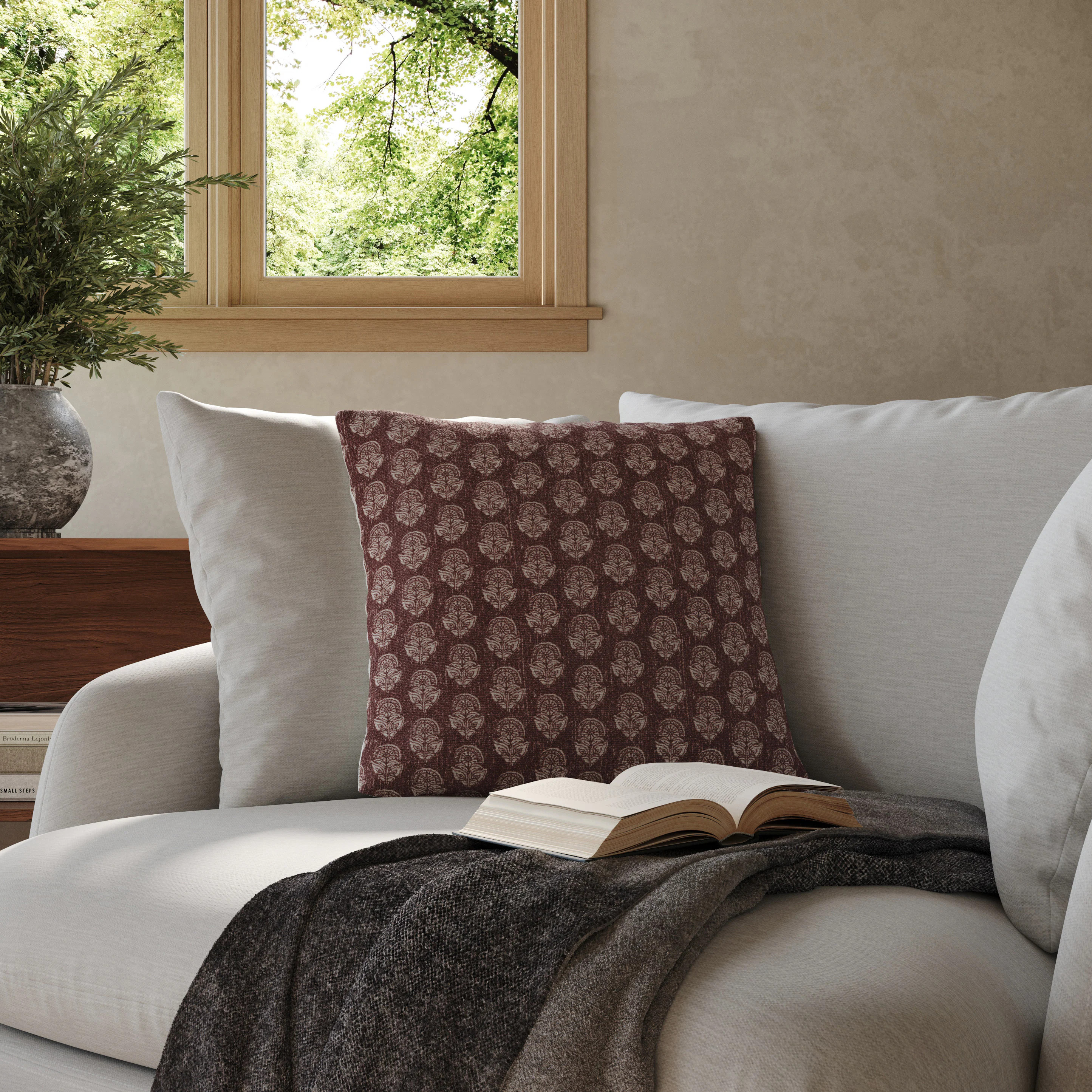 Laurel Pillow - Purple Blockprint | Article