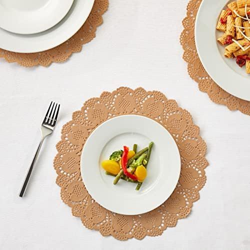 250 Pack Round Paper Placemats for Cakes, Desserts, Formal Events (Brown, 12 In) | Amazon (US)