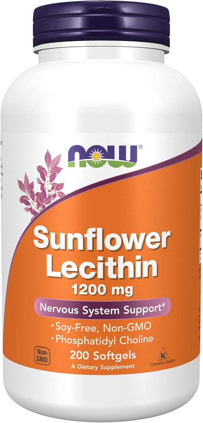 NOW Supplements, Sunflower Lecithin 1200 mg with Phosphatidyl Choline, 200 Softgels | Amazon (US)