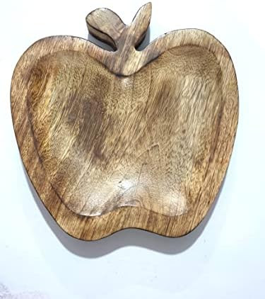 S.B ARTS Wooden Bowl Apple Shaped Mango Wood Bowl, Rustic Centrepiece for Dining Table, Serving Snac | Amazon (US)