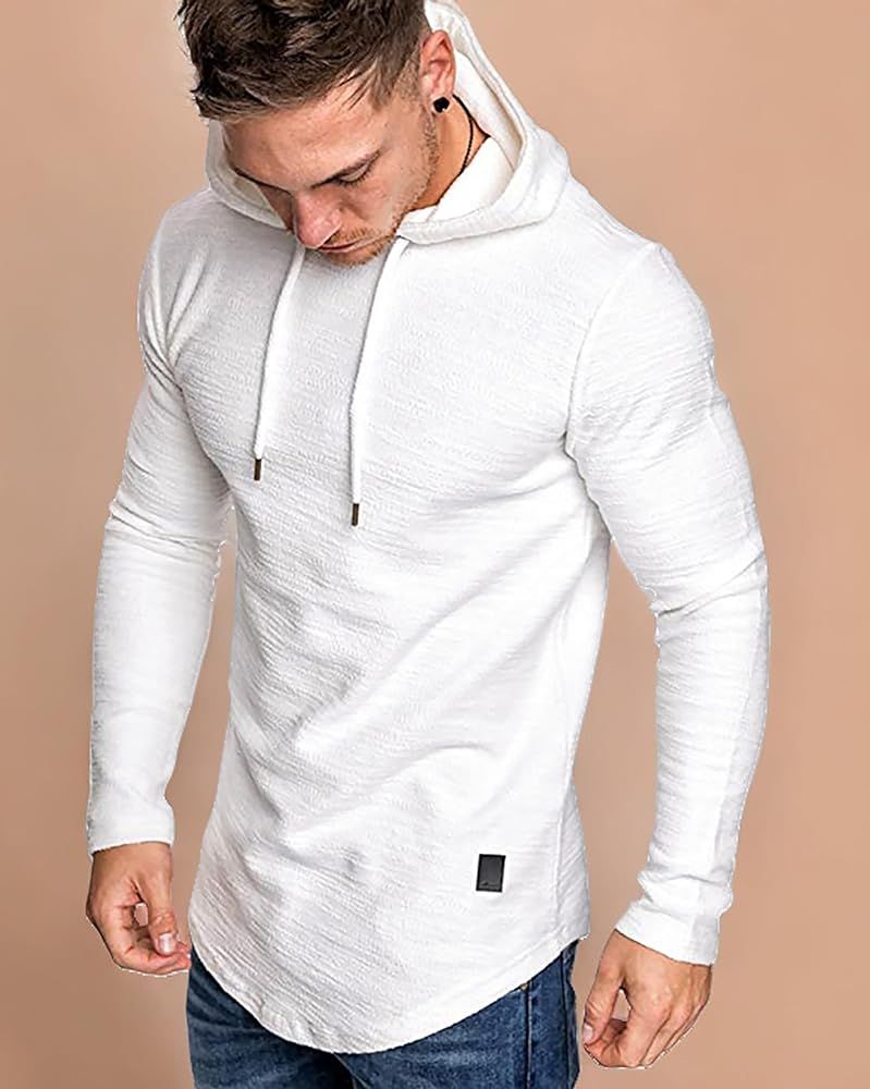 Lexiart Mens Fashion Athletic Hoodies Sport Sweatshirt Solid Color Fleece Pullover | Amazon (US)