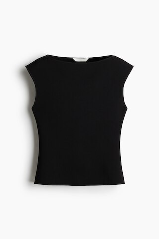 H & M - Boat-Neck Top - Black | H&M (US + CA)