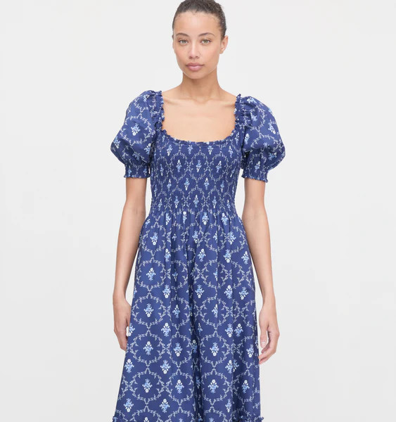 The Louisa Nap Dress - Navy Trellis | Hill House Home US