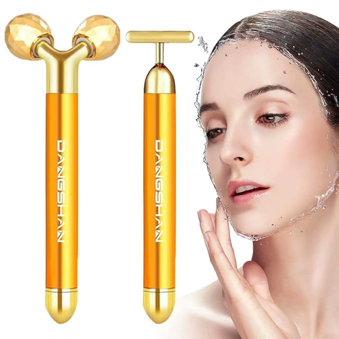2-IN-1 Beauty Bar 24k Golden Pulse Facial Face Massager, Electric 3D Face Roller and T Shape Face... | Amazon (US)
