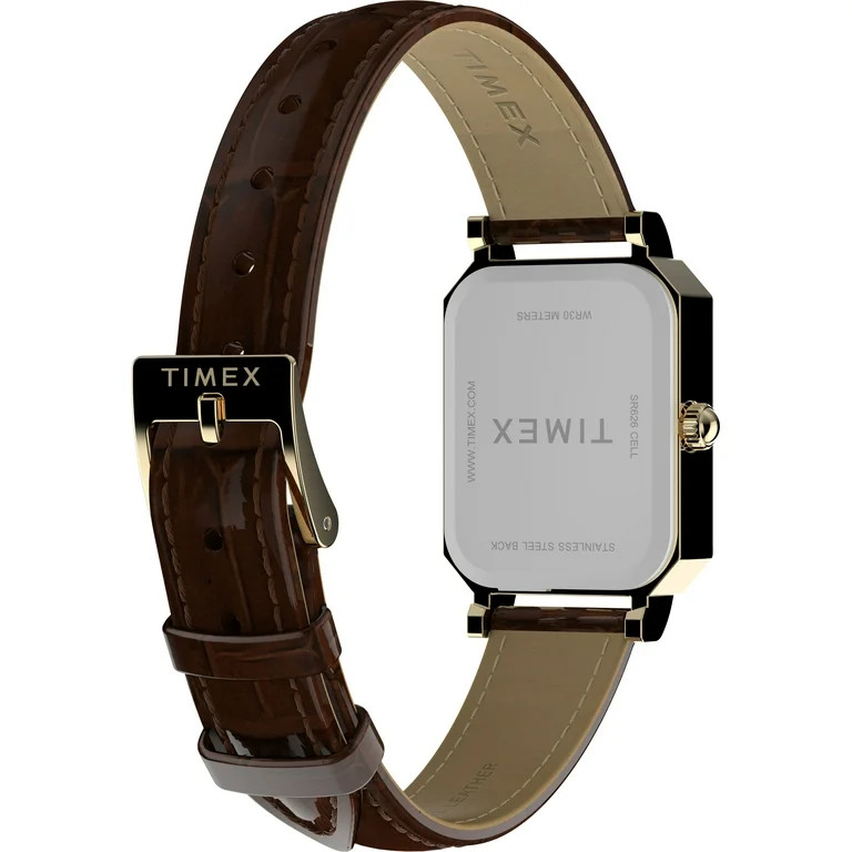 Timex Women's Gold tone case Brown Croco Grain Strap | Walmart (US)
