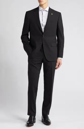 Ted Baker London Jay Trim Fit Solid Wool Suit in Black at Nordstrom Rack, Size 46 Regular | Nordstrom Rack