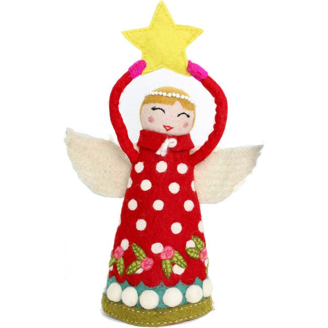 Joy Angel Tree Topper, Red | Maisonette