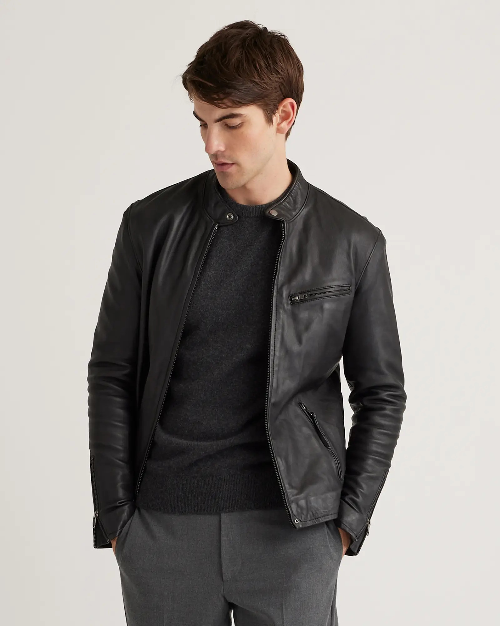 Men's 100% Leather Café Racer Jacket | Quince