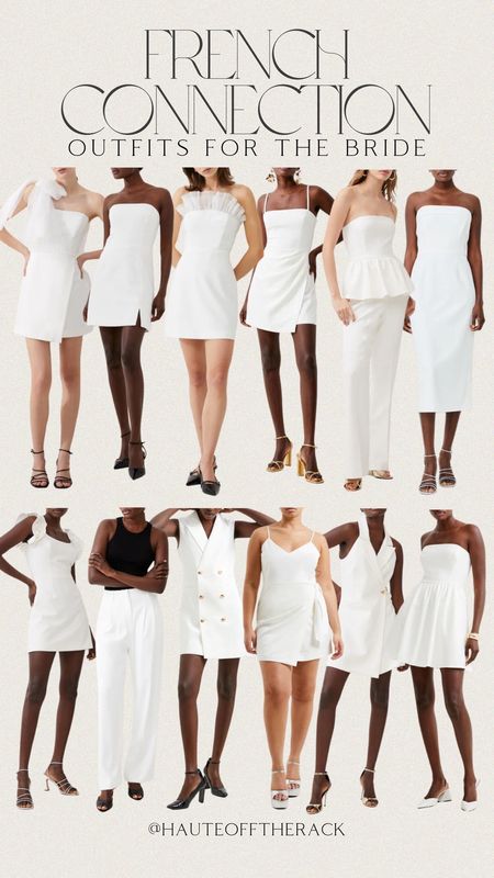 French connection outfits for the bride!

#whitedress #bridetobe #engagementpartydress #whitevest #whitepants #straplessdress #sleevelessblazerdress  #rehearsaldinnerdress #whitedresses

#LTKwedding #LTKstyletip