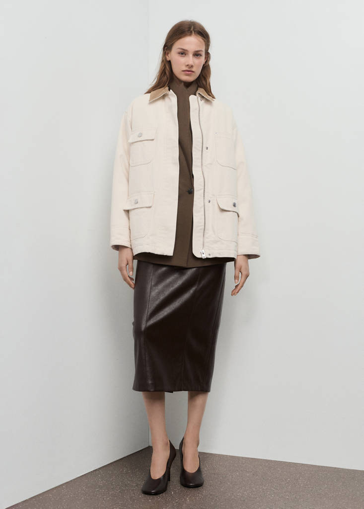 Denim barn jacket with corduroy collar ecru - Women - L - MANGO | Mango (US/MX/AU)