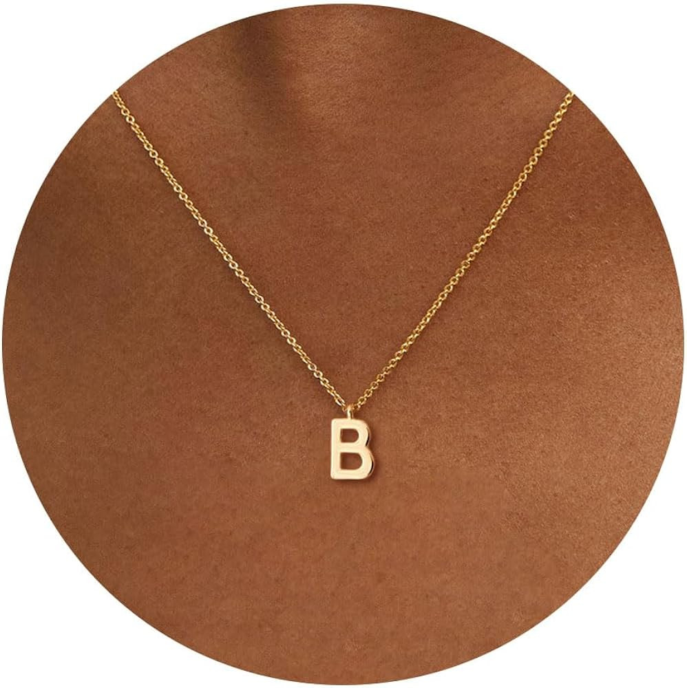 HANLI Initial Necklaces for Women - 14k Gold Plated Dainty Letter Necklace Simple Alphabet A-Z Ne... | Amazon (US)