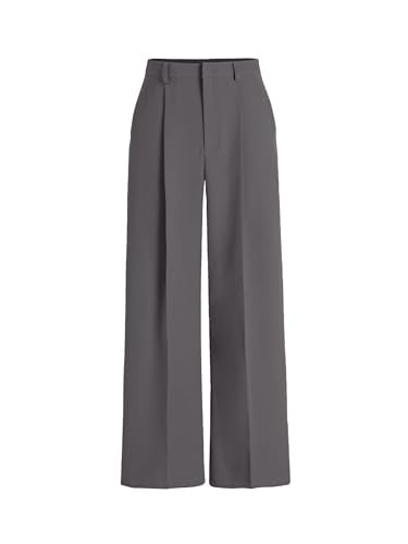 CIDER High Waist Pleated Wide Leg Pants: Grey, XS | Amazon (US)