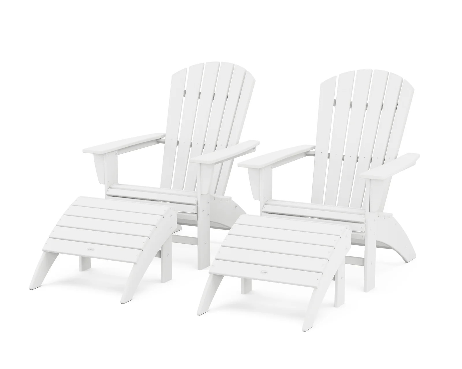 Nautical Curveback Adirondack Chair 4-Piece Set with Ottomans | POLYWOOD
