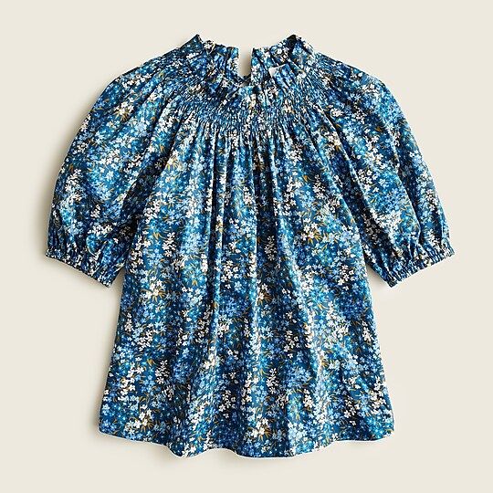 Smocked neck puff-sleeve top in Liberty® Sea Blossoms | J.Crew US