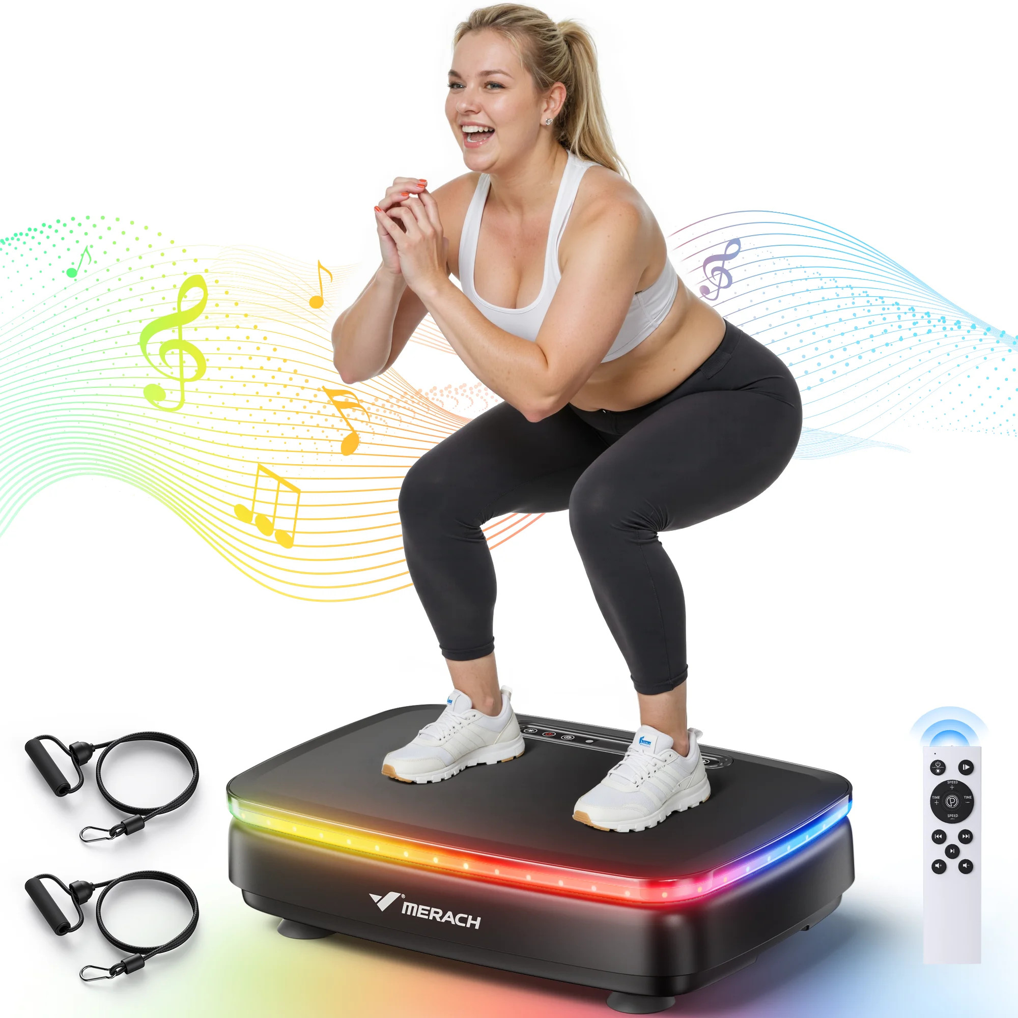 MERACH LED Light Vibration Plate Exercise Machine, Vibrating Muscle Toner, Bluetooth Speaker Whol... | Walmart (US)