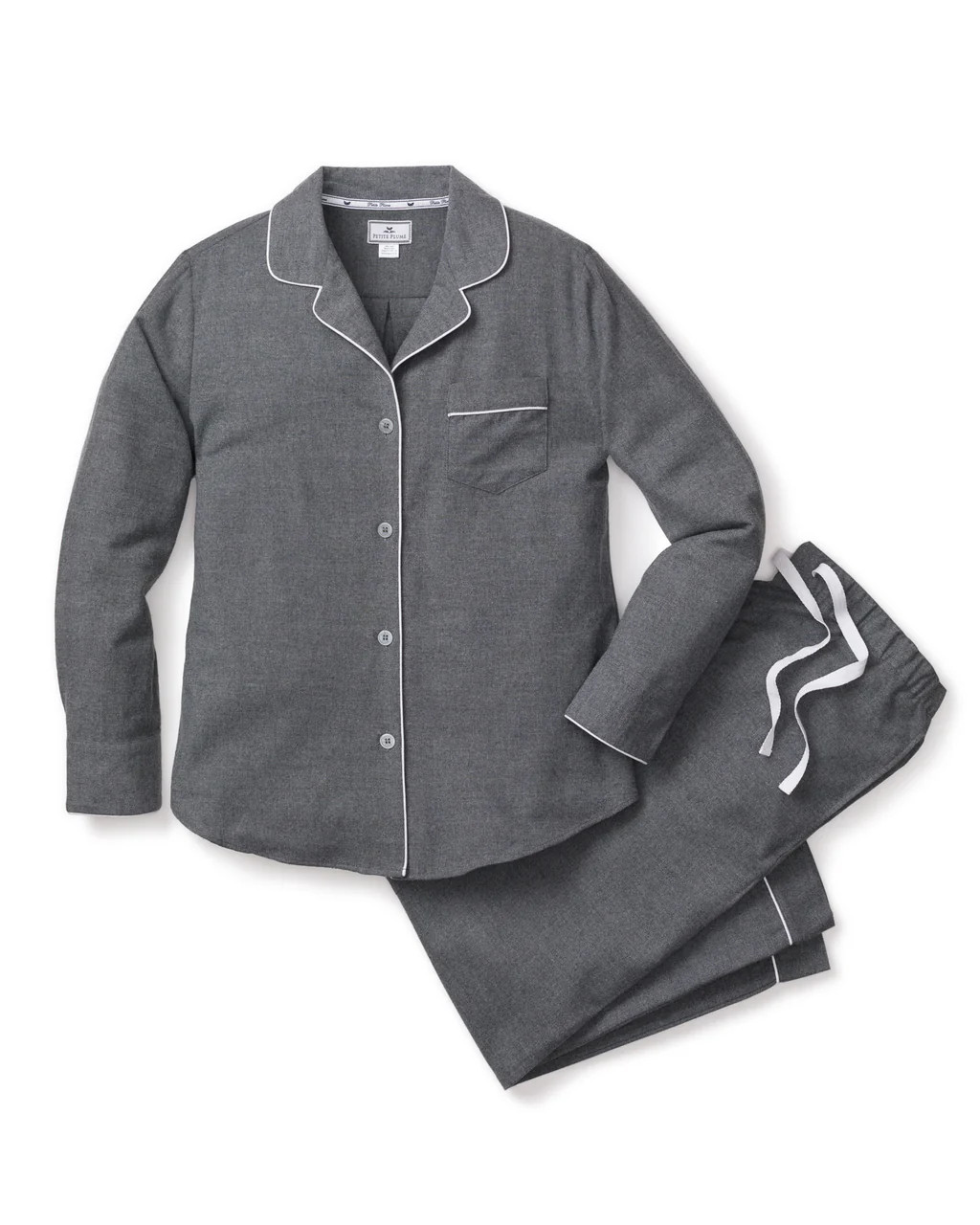 Women's Grey Flannel Pajama Set | Petite Plume