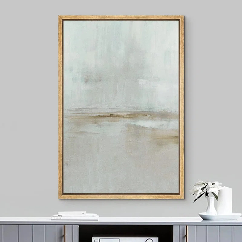 IDEA4WALL Framed Canvas Print Wall Art Pastel Watercolor Gray Grunge Landscape Abstract Shapes Il... | Wayfair North America