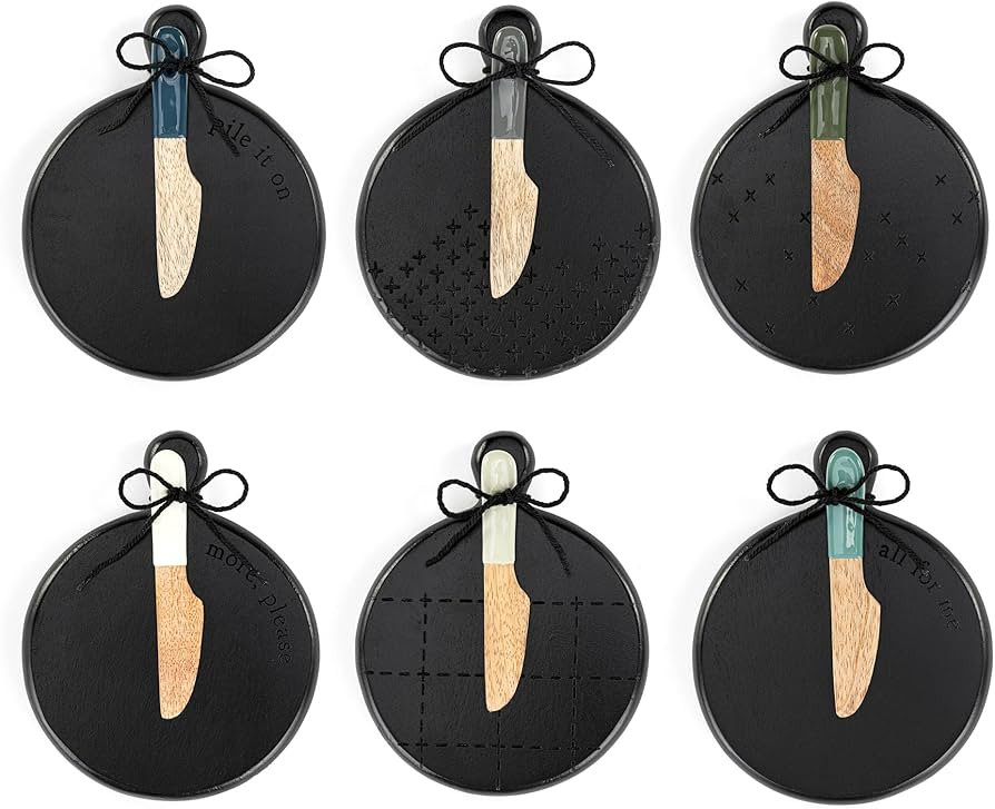 DEMDACO Mini Round Artisan Real Wood Charcuterie Ebony 5 x 6.5 Wood Serving Board with Mini Knife... | Amazon (US)