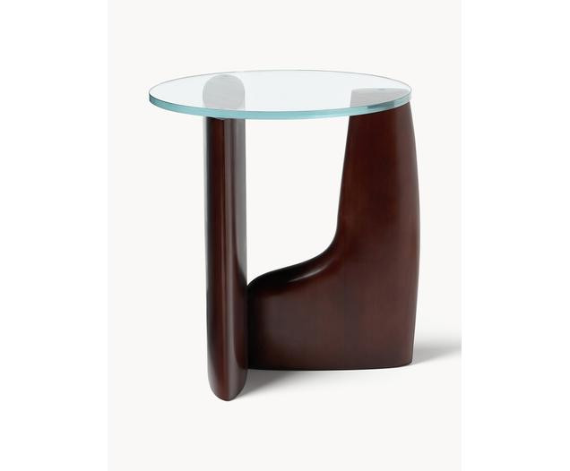 Runder Holz-Beistelltisch Miya mit Glasplatte | Westwing EU