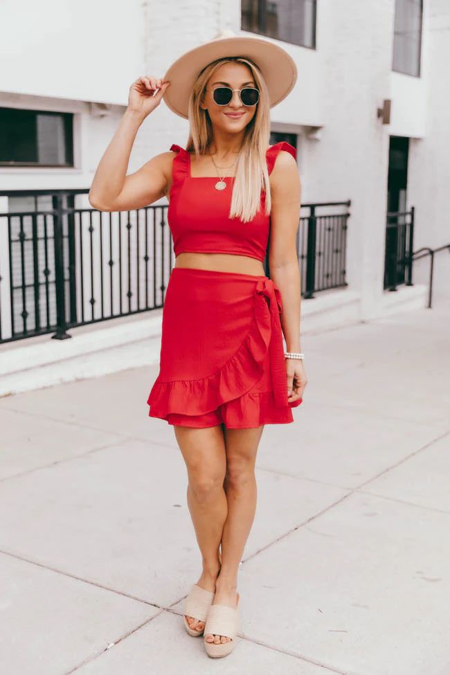 Meant To Be Two Piece Red Set | Pink Lily