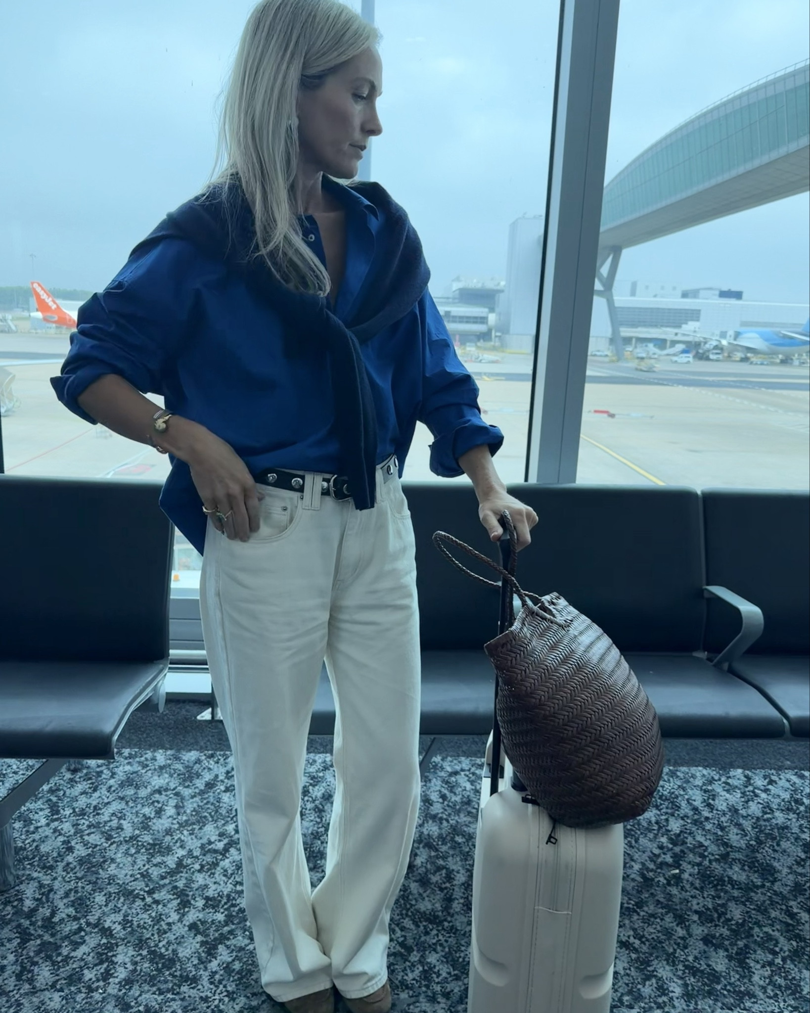 The most beautiful cobalt blue shirt 👌💙 airport outfit 

#LTKsummer #LTKuk #LTKspring
