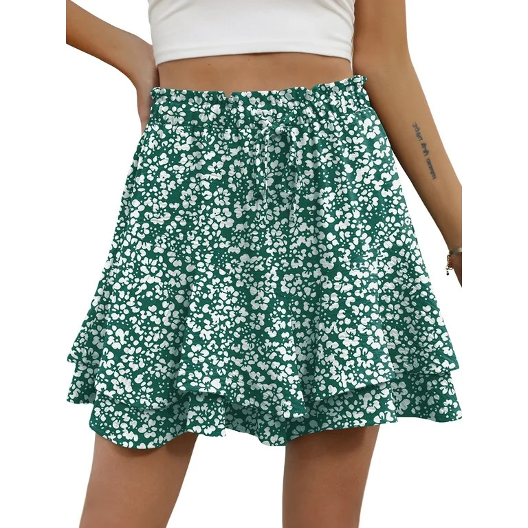 Cueply Flowy Shorts for Women Mini Tennis Skirt Ruffle Tiered Skorts Running Workout Sports Short... | Walmart (US)