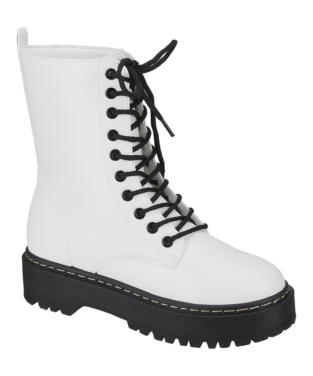 Weeboo Women's Casual boots WHITE - White Louisa Combat Boot - Women | Zulily
