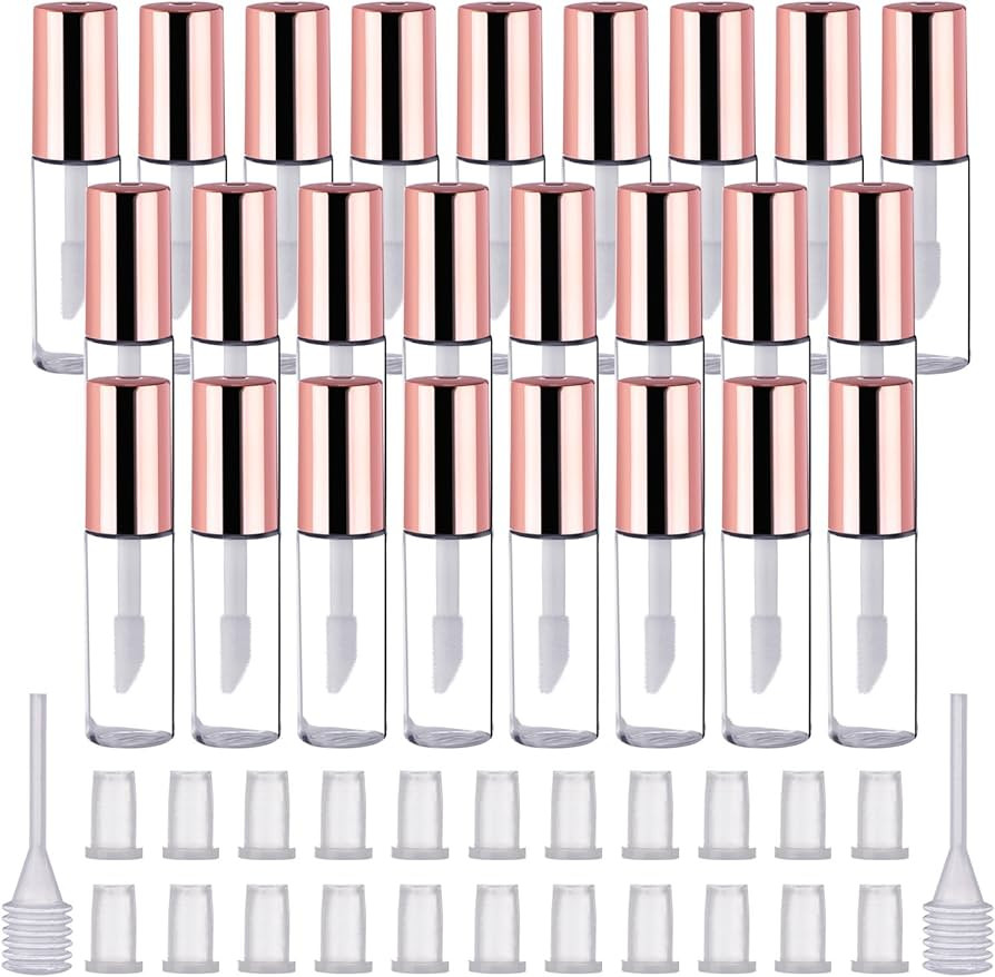 25 Pack Empty Lip Gloss Tubes Containers, Clear Mini Refillable Lip Balm Bottles with Rubber Inse... | Amazon (US)