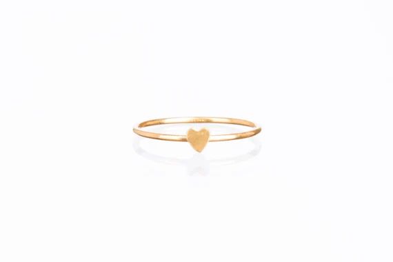 Heart Ring, Gold Ring, 14k Gold Filled Ring, Stacking Ring, Dainty Ring, Thin Wedding Band, 1mm R... | Etsy (US)
