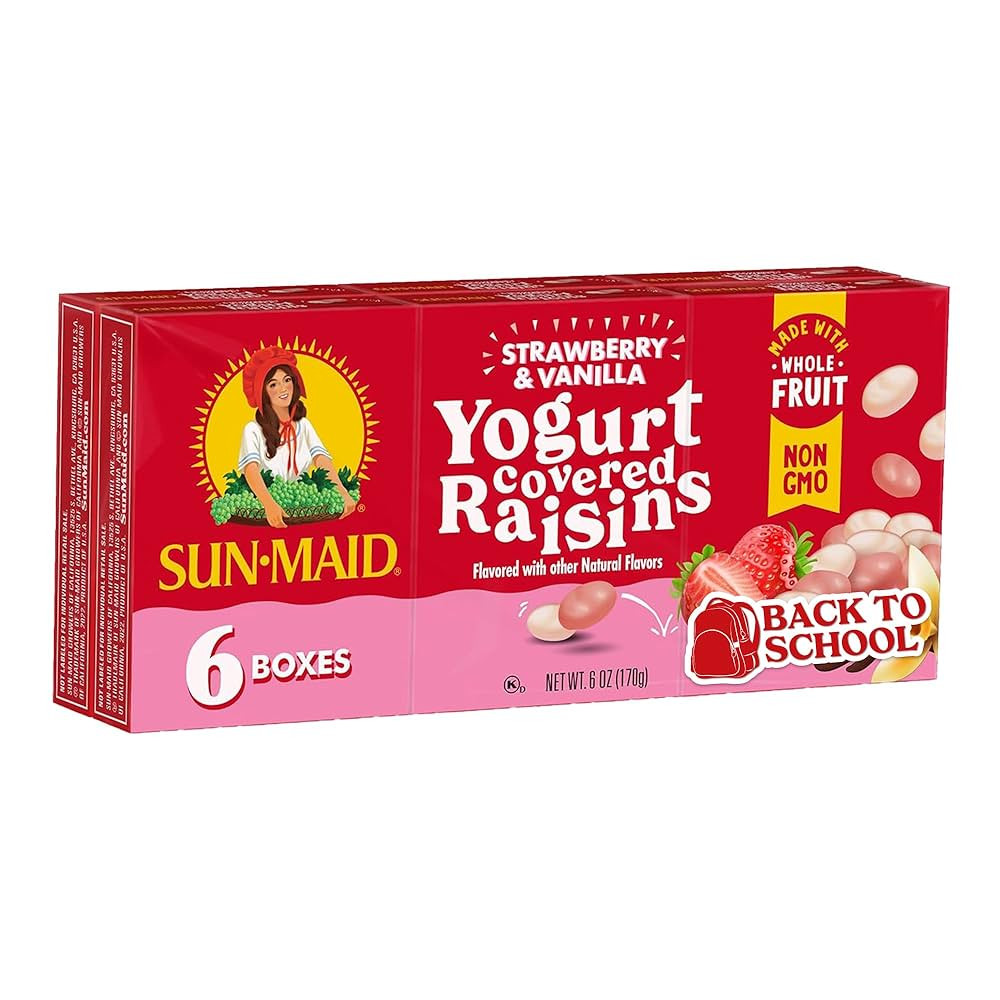 Sun-Maid Strawberry & Vanilla Yogurt Coated Raisins - (6 Pack) 1 oz Snack-Size Box - Yogurt Cover... | Amazon (US)