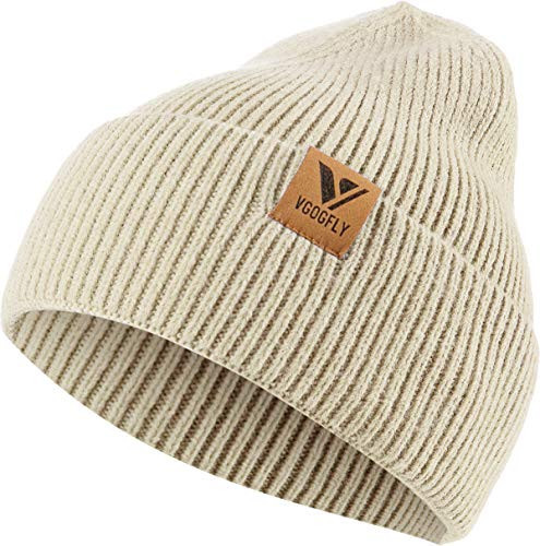 Vgogfly Women Knit Beanie Hats Slouchy Winter Knitted Hat Warm Men Soft Cap Ski Cuffed Unisex Beige | Amazon (US)