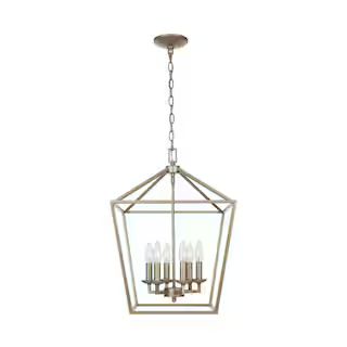 Home Decorators Collection Weyburn 6-Light Antique Silver Leaf Caged Chandelier-LSA 66201 - The H... | The Home Depot