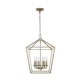 Home Decorators Collection Weyburn 6-Light Antique Silver Leaf Caged Chandelier LSA 66201 - The H... | The Home Depot