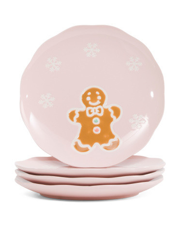 Set Of 4 8.5in Christmas Gingerbread Salad Plates | Marshalls