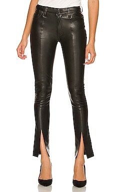 Hudson Jeans Barbara Faux Leather High Waist Straight Ankle in Black Beauty from Revolve.com | Revolve Clothing (Global)