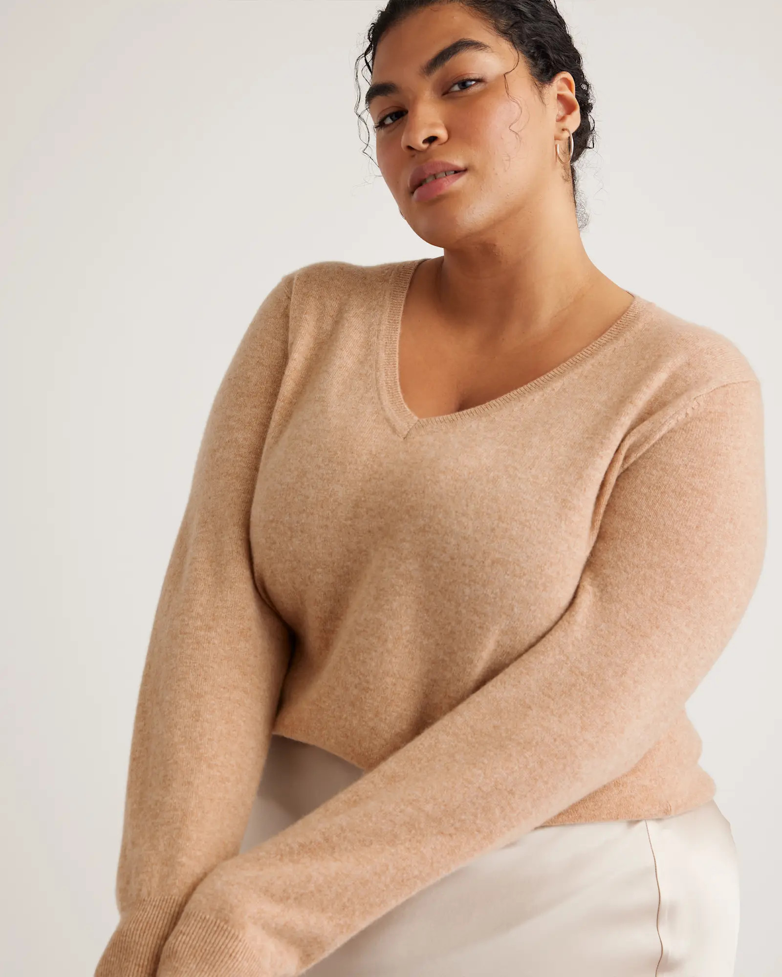 Mongolian Cashmere V-Neck Sweater | Quince