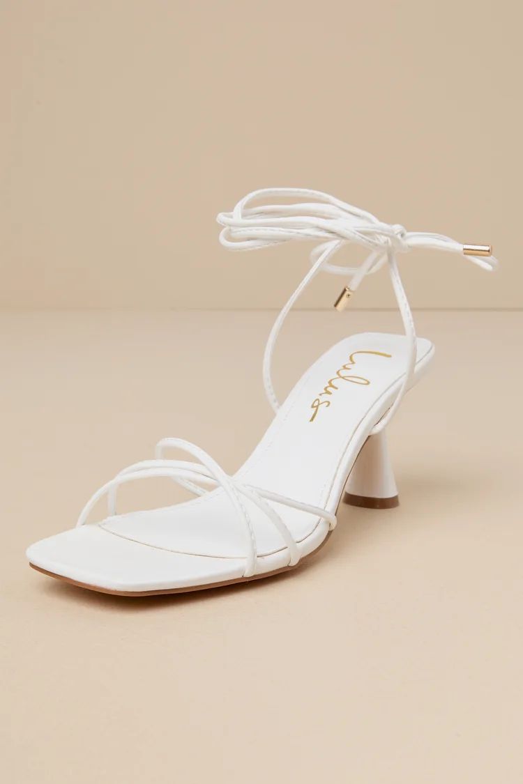 Findlay White Lace-Up High Heel Sandals | Lulus