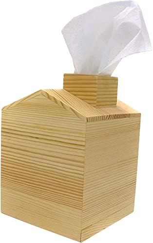 Halinus House Tissue Box Cover - Varnished Natural Square Wood Tissue Box Holder for Bathroom, Bedro | Amazon (US)