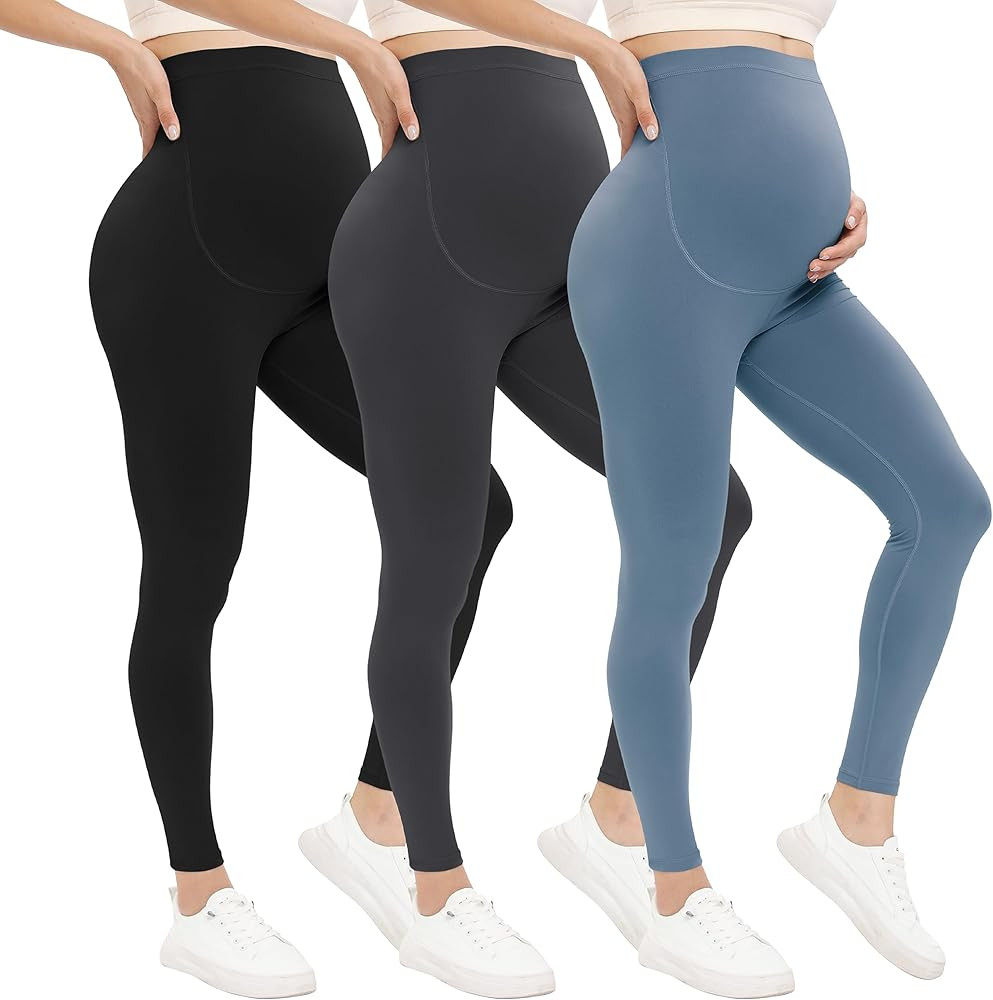 VALANDY Maternity Leggings Over Bump Buttery Soft Belly Support Stretchy Adjustable High Waisted ... | Amazon (UK)