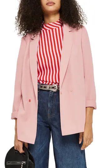 Women's Topshop Ava Double Breasted Jacket, Size 2 US (fits like 0) - Pink | Nordstrom